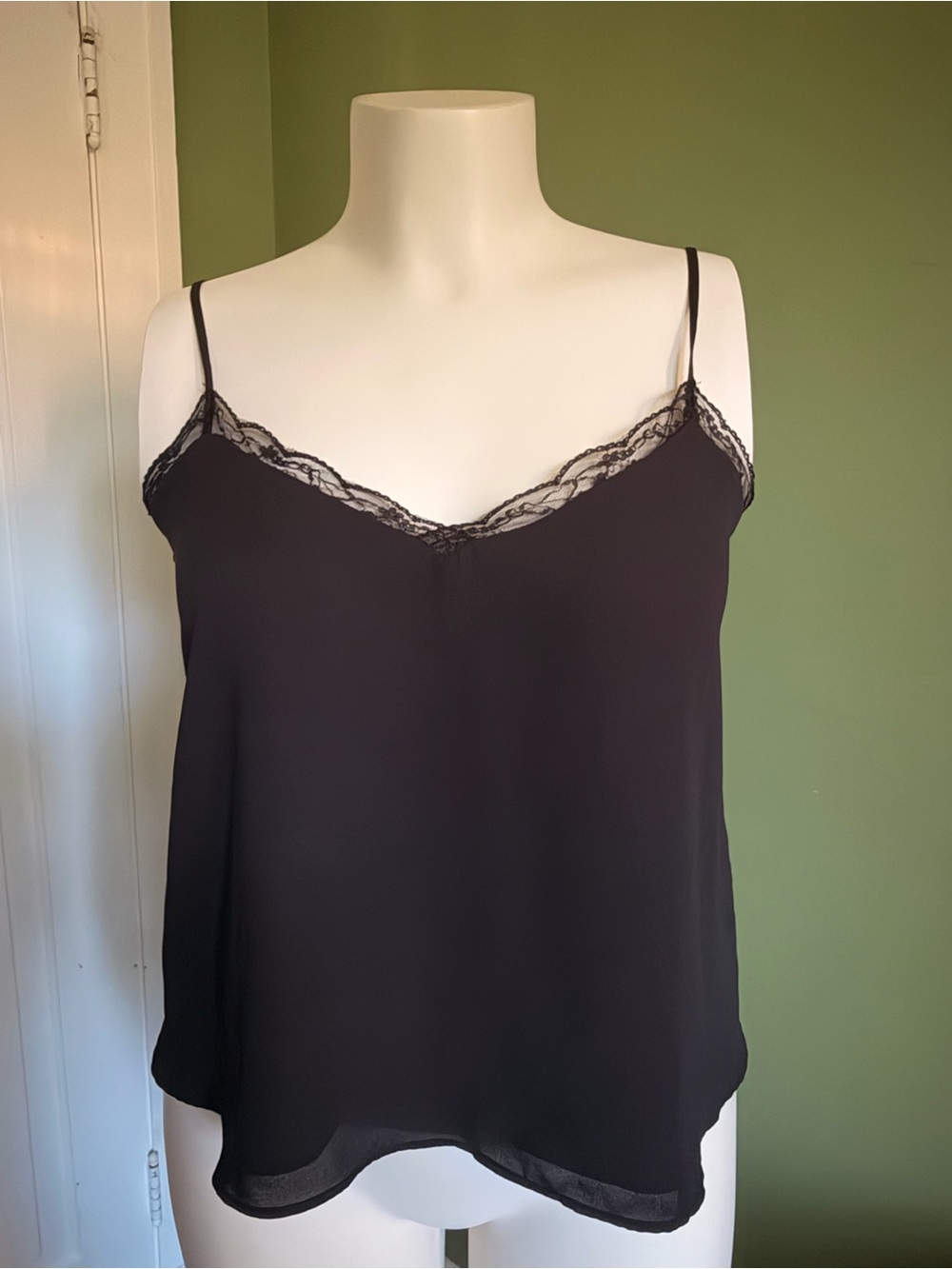 Shinestar Black Lace-Trim Camisole Tank